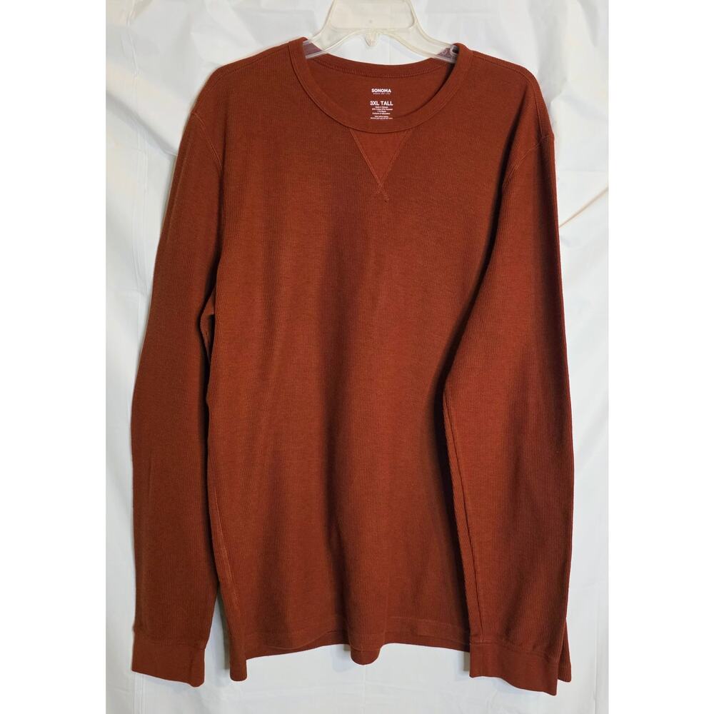 Sonoma Sweater Men's Size 3XL Tall Burgandy Pullover Long Sleeve Crewneck